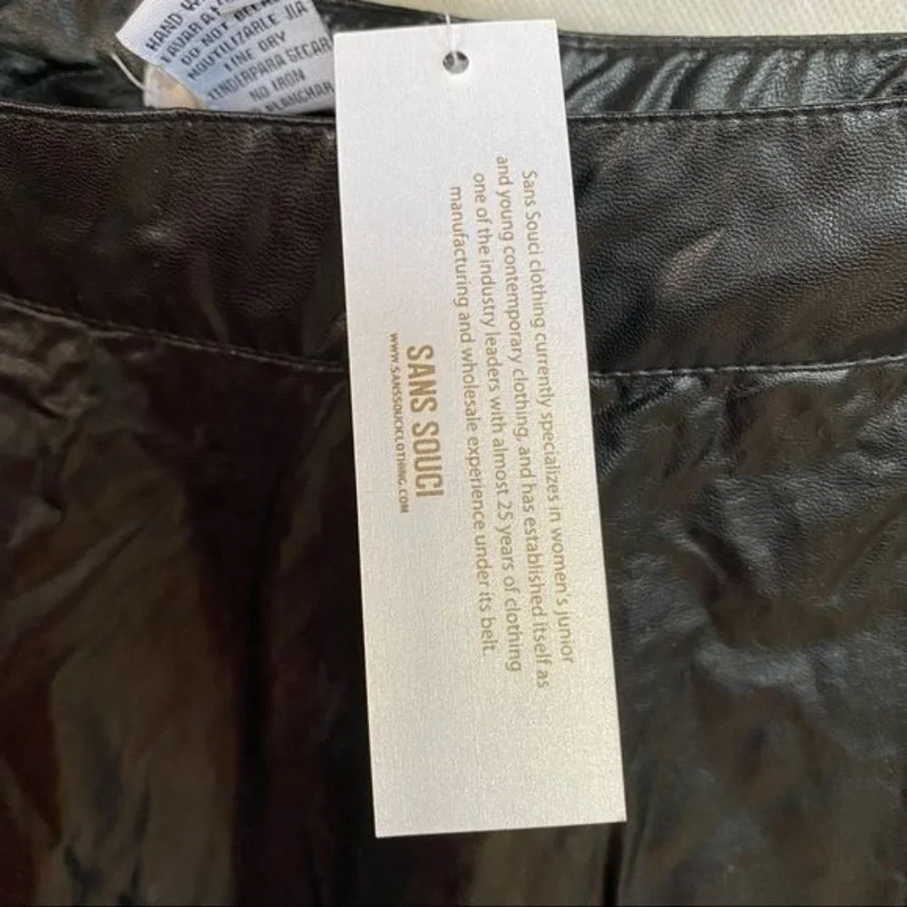 Sans Souci Star Studded Black Metal Vegan Leather Skirt Size L - Picture 8 of 12